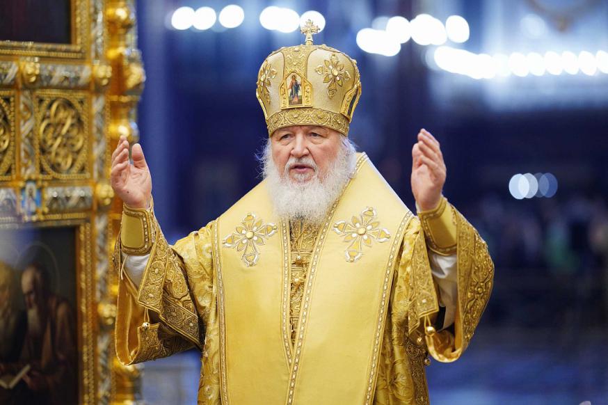 Patriarch Kirill, tijdens de goddelijke liturgie in de kathedraal van Moskou © ROC