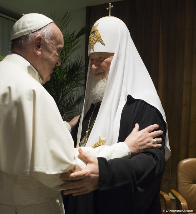 Paus Franciscus en patriarch Kirill © OSR/SIR