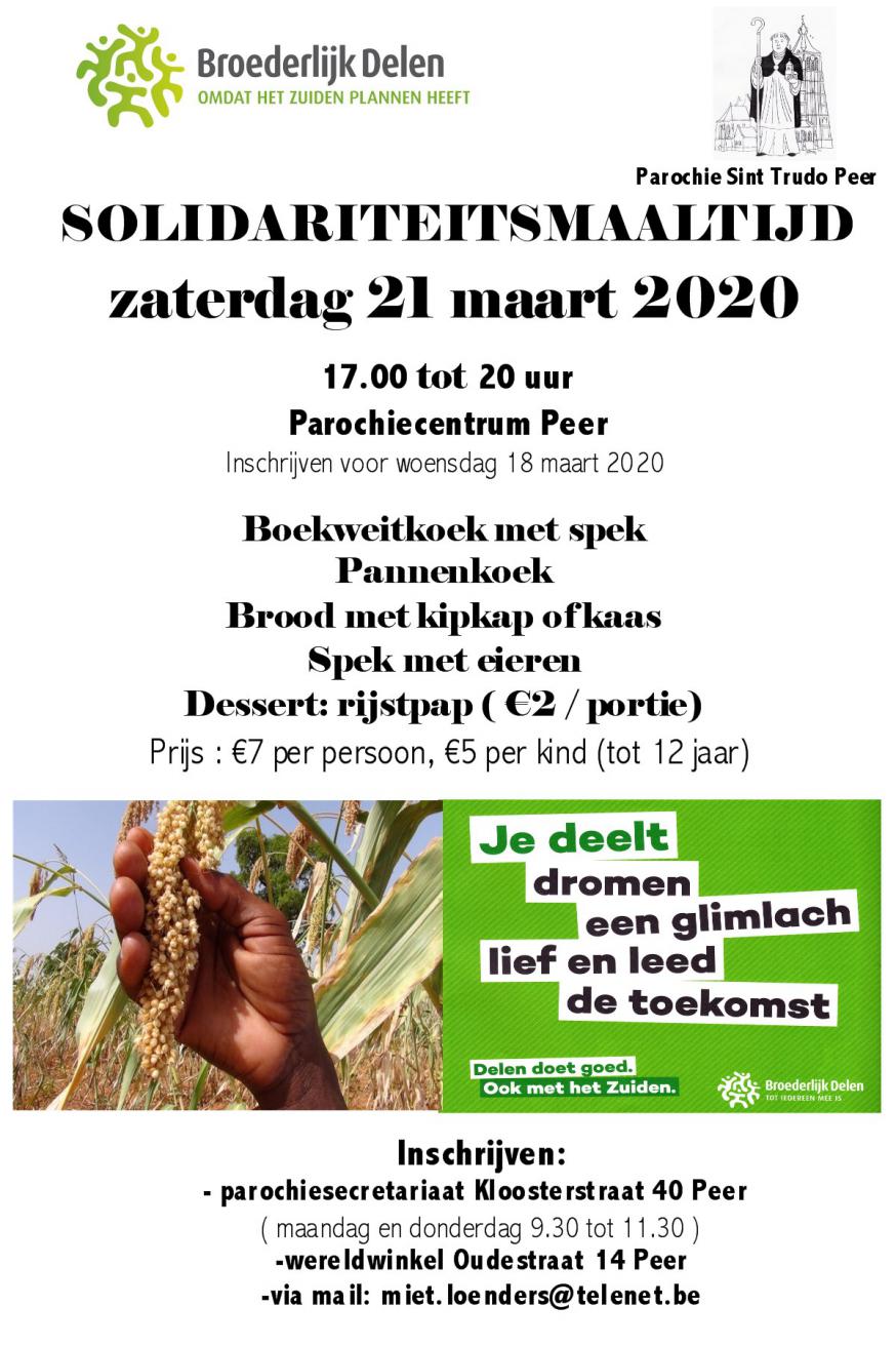 Affiche solidariteitsmaaltijd © Parochie Sint Trudo Peer