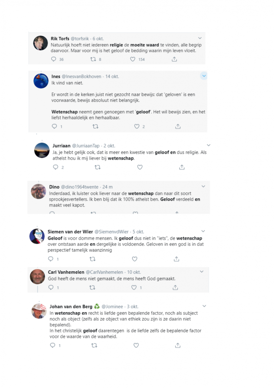 geloof en wetenschap op twitter © twitter