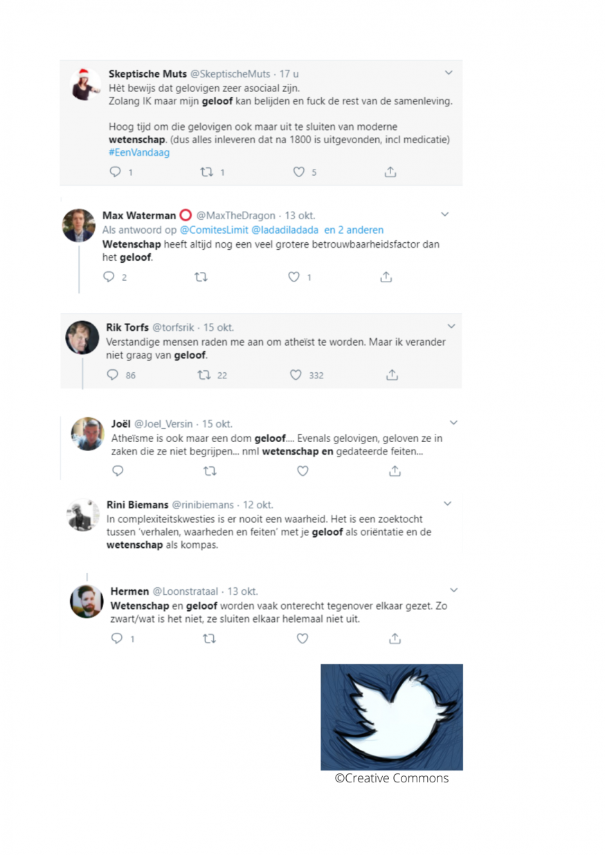 geloof en wetenschap op twitter © twitter