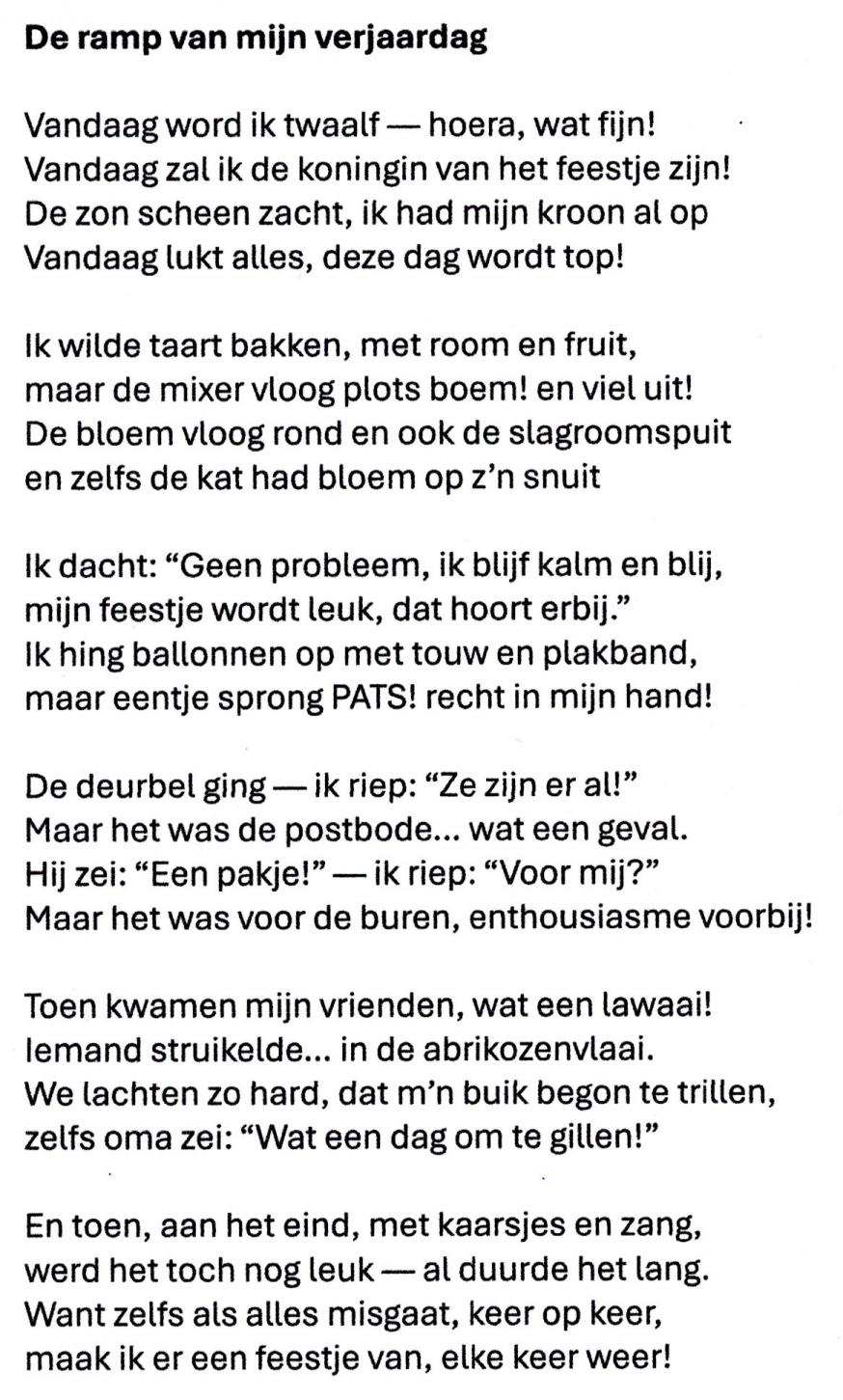 Gedicht "De ramp van mijn verjaardag" 