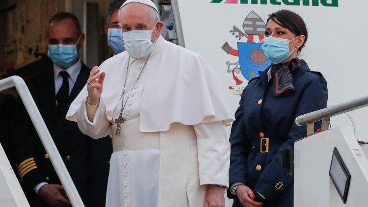 Paus Franciscus op weg naar Irak © Vatican Media