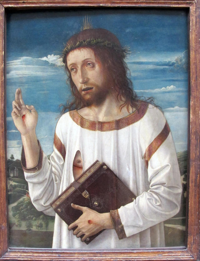 Zegenende Christus (ca. 1465) door Giovanni Bellini (ca. 1430-1516) © Wikimedia Commons