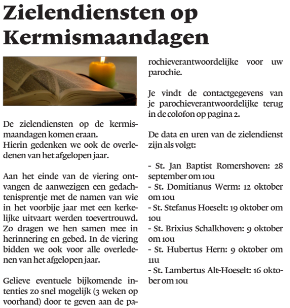 Zielendiensten Kermismaandagen © PE Hoeselt